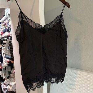 H&M Black Lace Trim Blouse